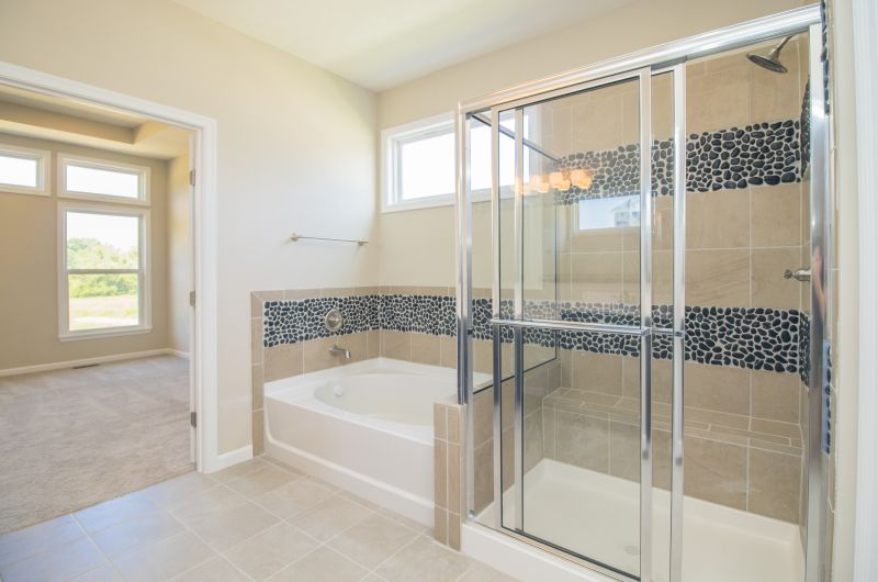 Corner Shower with Sliding Glass Doors